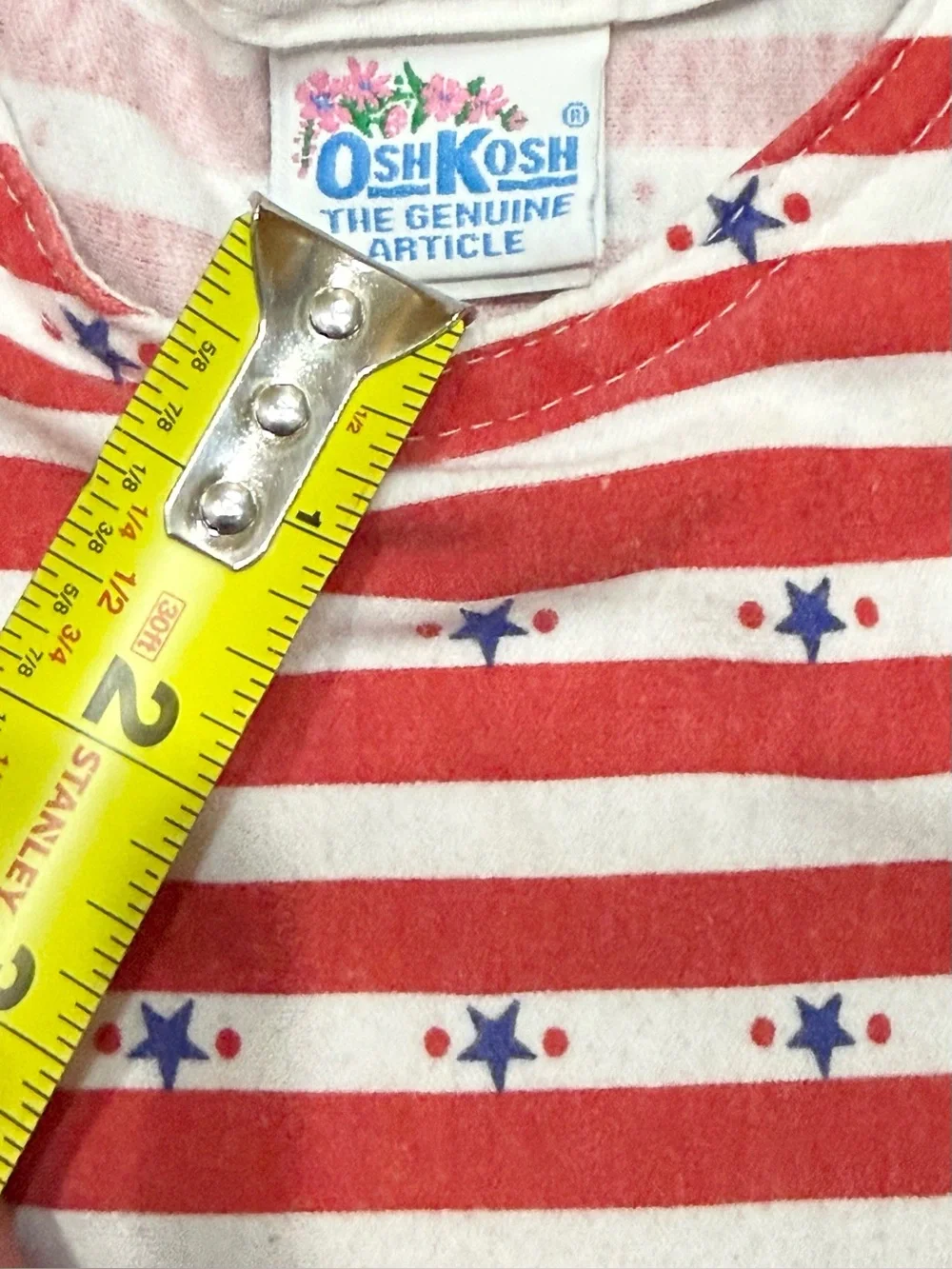 Vintage Oshkosh Americana Striped Dress Girls Size 5 Short Sleeve 80s 90s